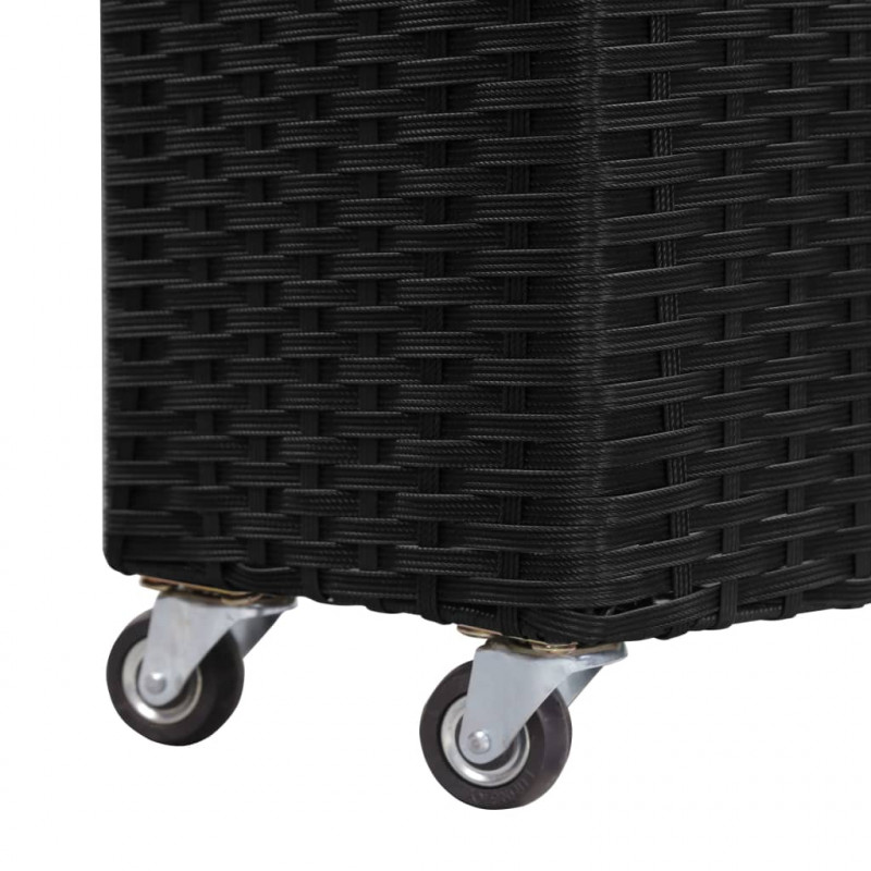 Podwyższona donica z 4 wkładami, 80x22x79 cm, rattan PE, czarna