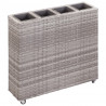 Podwyższona donica z 4 wkładami, 80x22x79 cm, rattan PE, szara