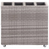 Podwyższona donica z 4 wkładami, 80x22x79 cm, rattan PE, szara