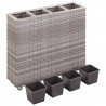Podwyższona donica z 4 wkładami, 80x22x79 cm, rattan PE, szara
