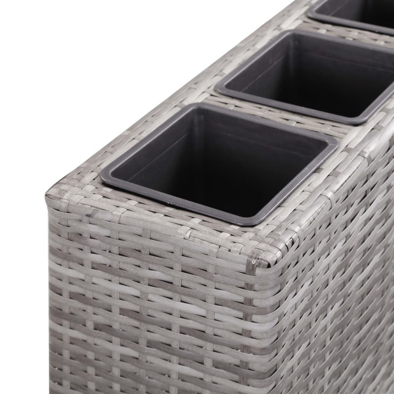 Podwyższona donica z 4 wkładami, 80x22x79 cm, rattan PE, szara