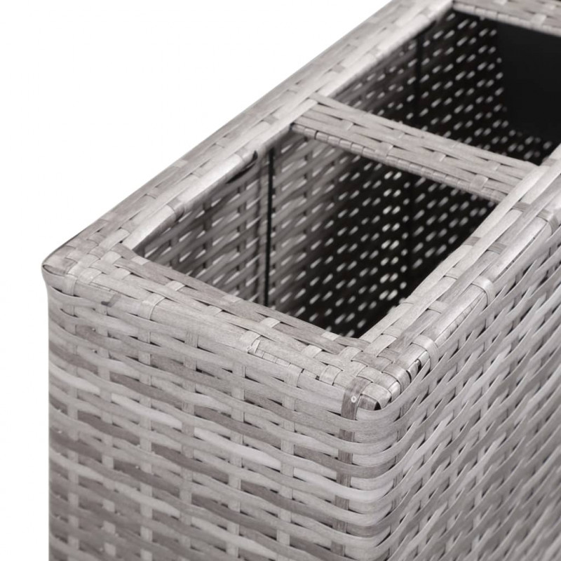 Podwyższona donica z 4 wkładami, 80x22x79 cm, rattan PE, szara