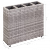 Podwyższona donica z 4 wkładami, 80x22x79 cm, rattan PE, szara