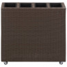 Podwyższona donica z 4 wkładami 80x22x79 cm, rattan PE, brązowa