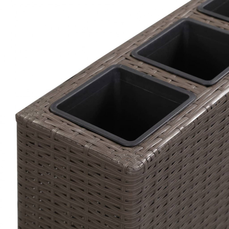 Podwyższona donica z 4 wkładami 80x22x79 cm, rattan PE, brązowa