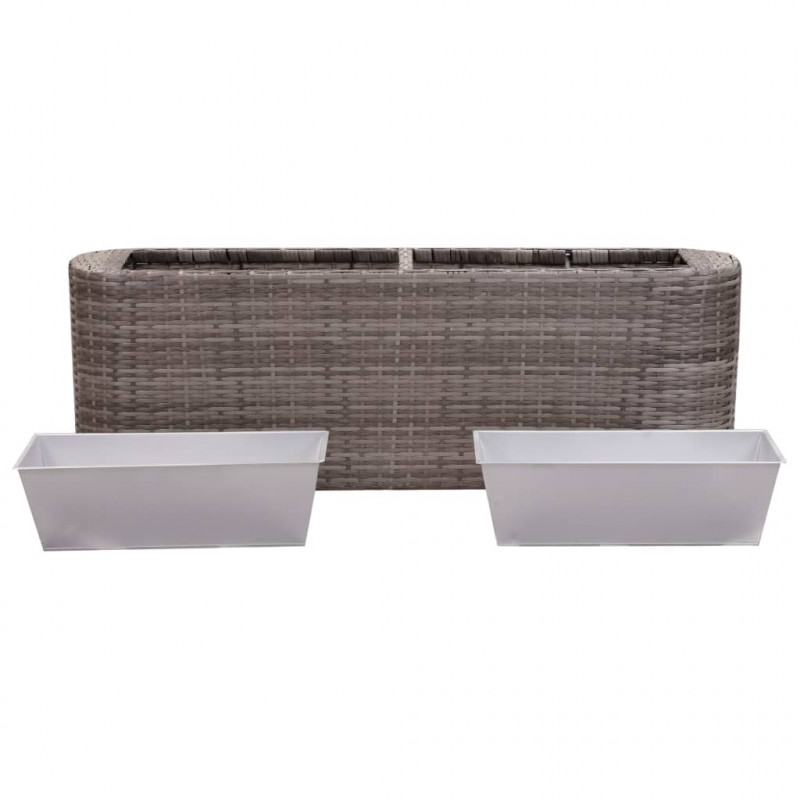 Podwyższona donica ogrodowa, 120x24x40 cm, polirattan, szara