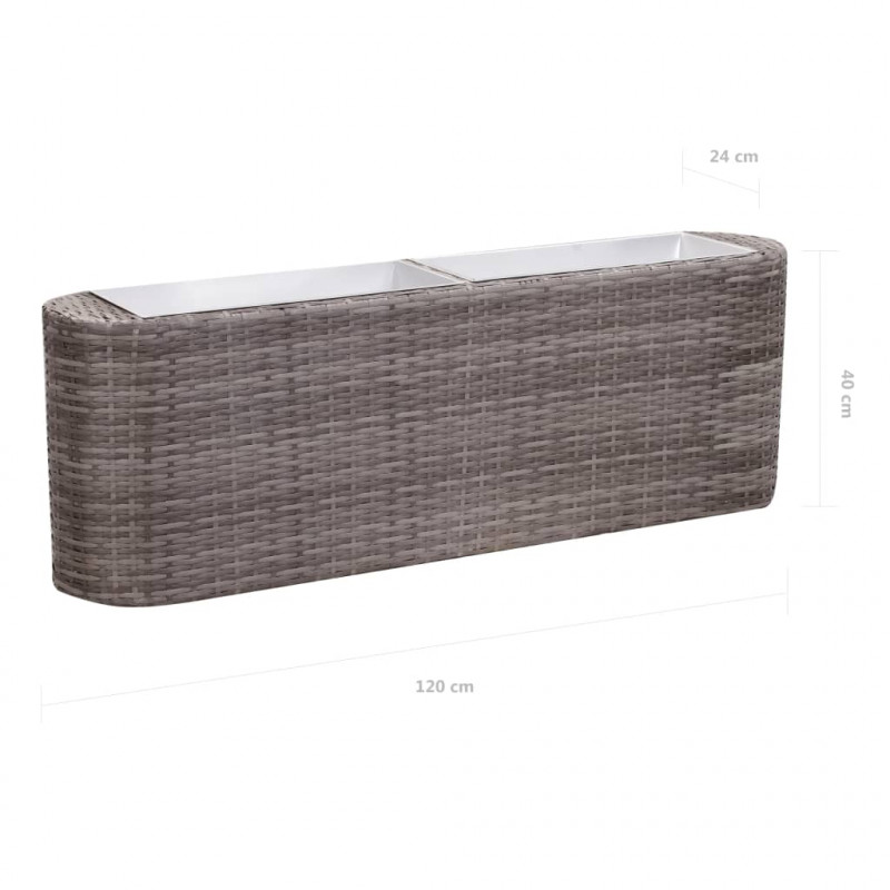 Podwyższona donica ogrodowa, 120x24x40 cm, polirattan, szara
