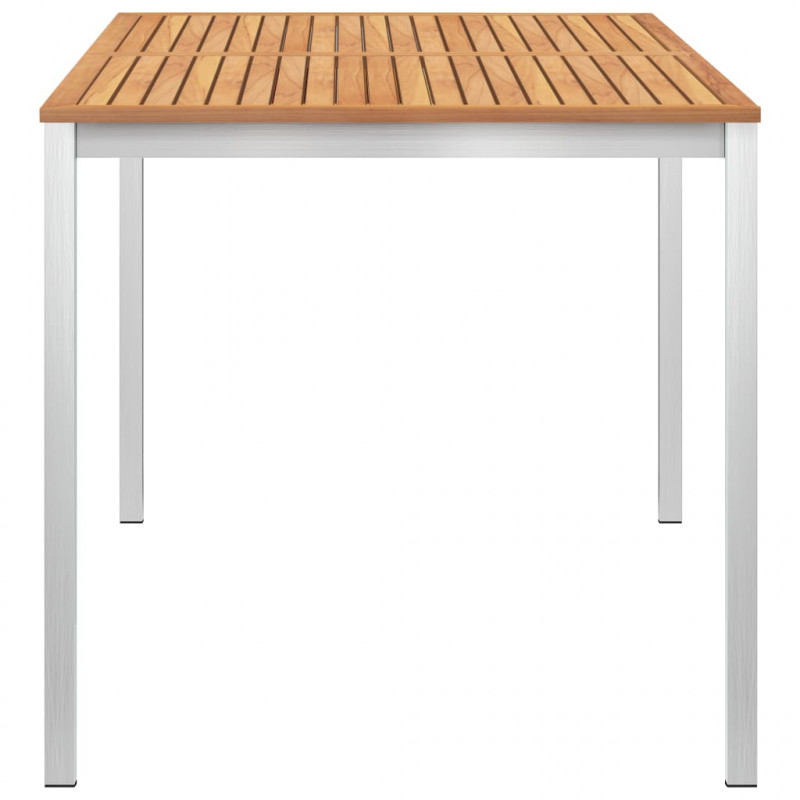 Stół ogrodowy, 140x80x75 cm, drewno tekowe i stal nierdzewna