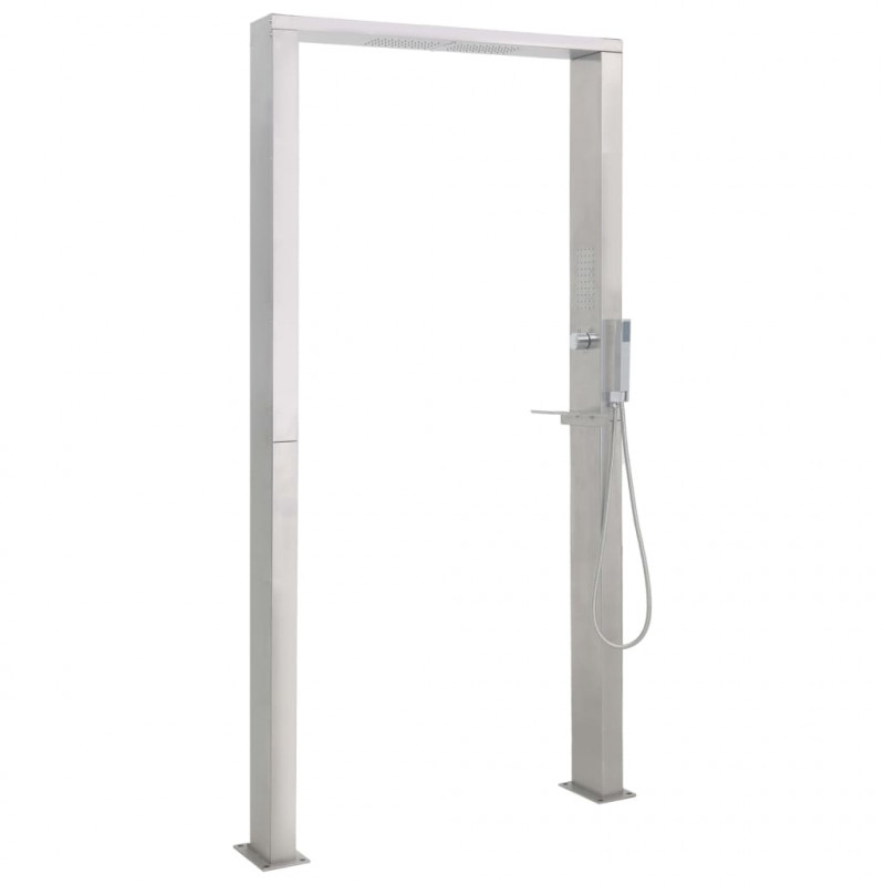 Prysznic ogrodowy ze stali nierdzewnej, podwójne dysze