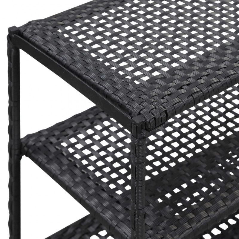 Regał na buty, czarny, 50x30x120 cm, polirattan