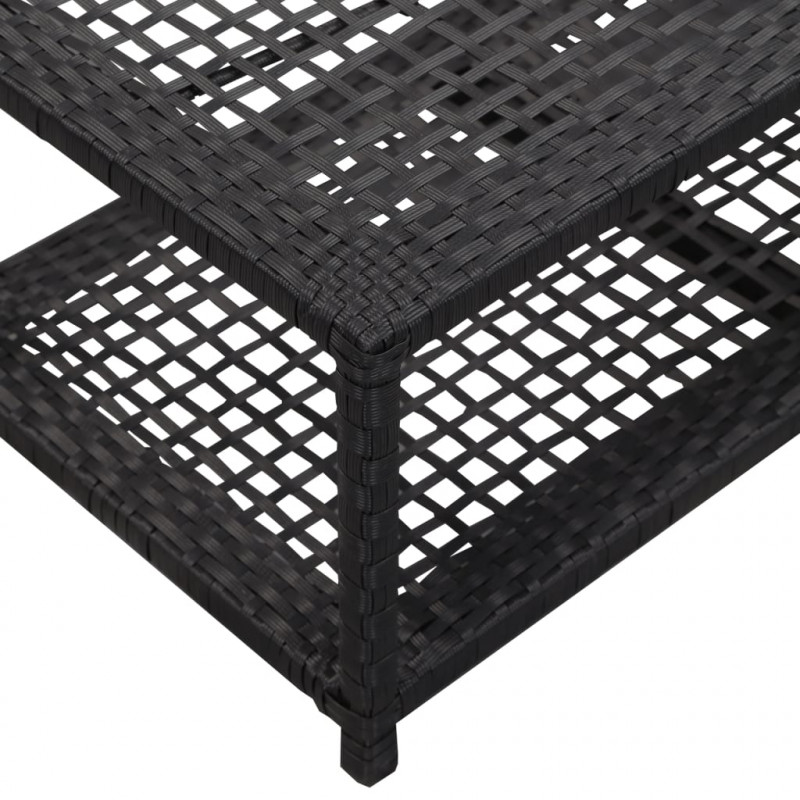 Ławka z półką na buty, czarna, 80x40x30 cm, polirattan