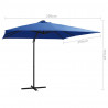 Parasol wiszący z LED i stalowym słupkiem 250x250 cm, niebieski