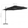 Parasol wiszący ze stalowym słupkiem, 300 cm, czarny