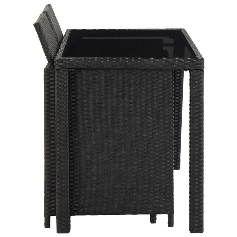 5-cz. zestaw mebli ogrodowych z poduszkami, rattan PE, czarny