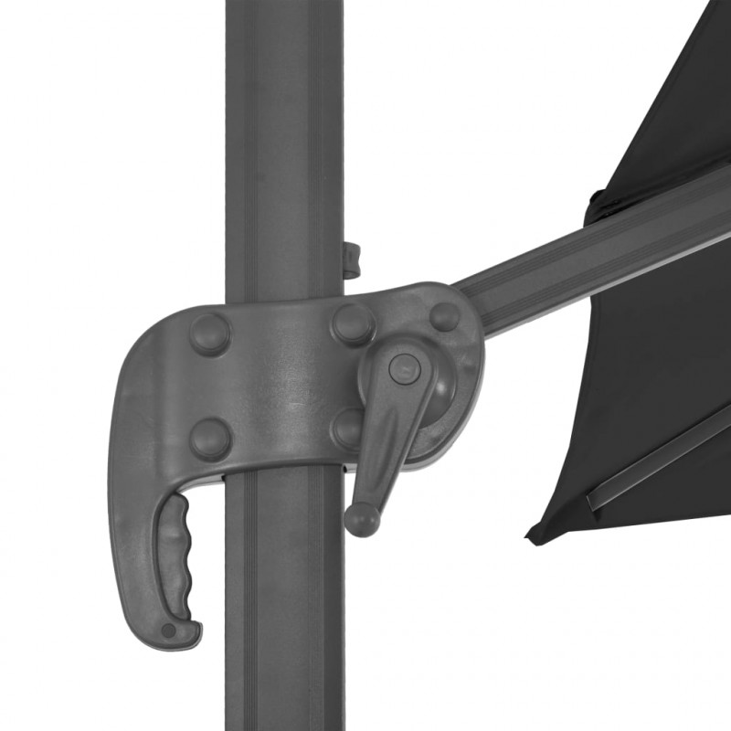 Parasol wiszący z aluminiowym słupkiem, 3x3 m, czarny