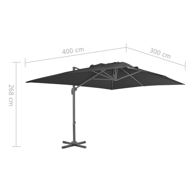Parasol ogrodowy Cantilever z aluminiowym drążkiem 4x3 m, czarny