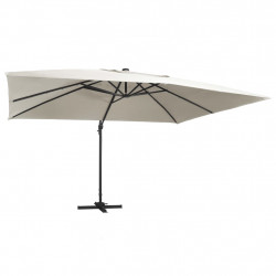 Parasol z LED i aluminiowym słupkiem, 400x300 cm, piaskowy