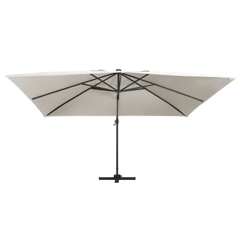 Parasol z LED i aluminiowym słupkiem, 400x300 cm, piaskowy