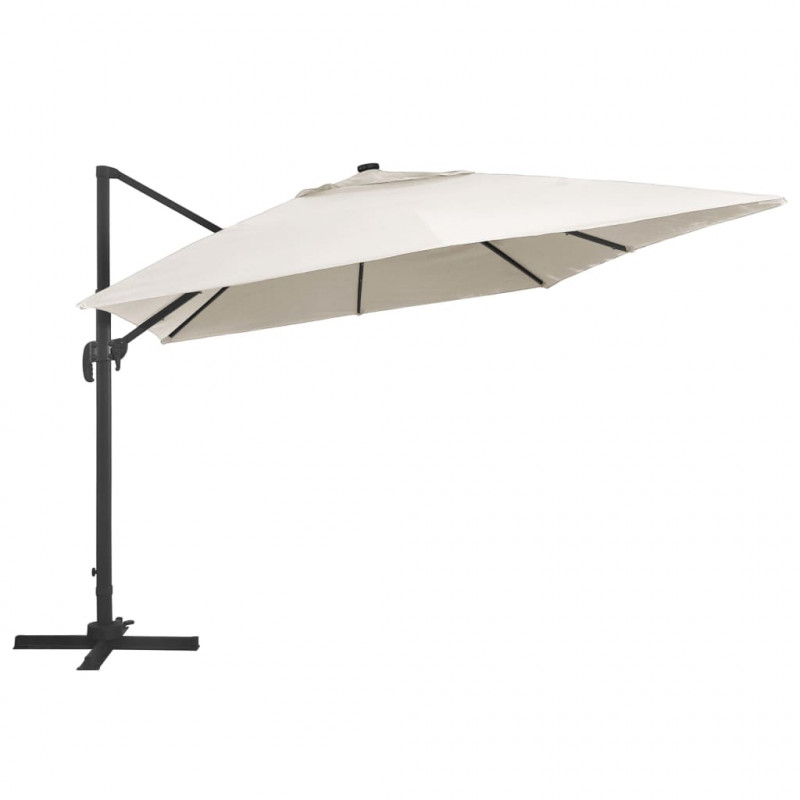 Parasol z LED i aluminiowym słupkiem, 400x300 cm, piaskowy