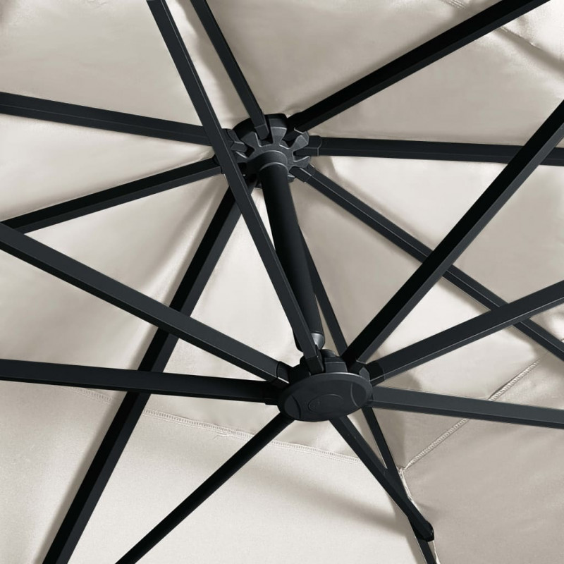 Parasol z LED i aluminiowym słupkiem, 400x300 cm, piaskowy