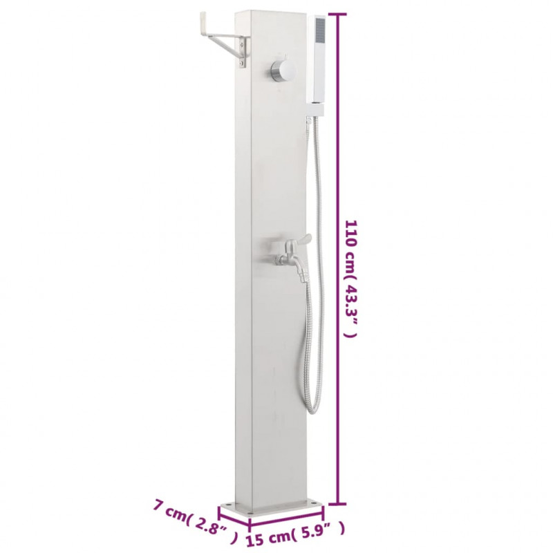 Panel prysznicowy ogrodowy, 110 cm, stal nierdzewna