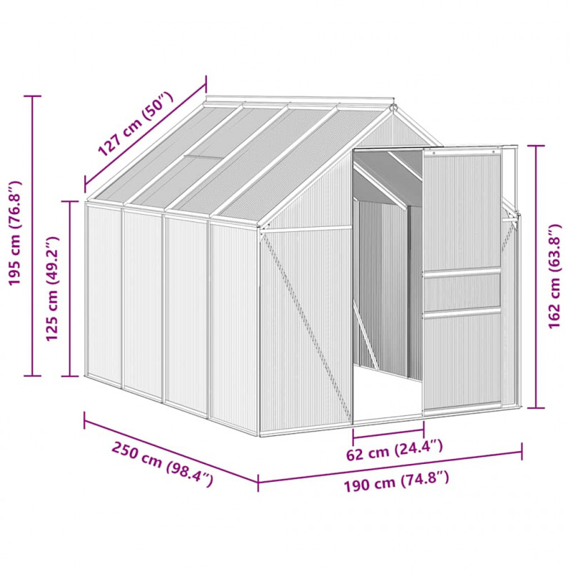 Szklarnia, antracytowa, aluminium, 4,75 m²