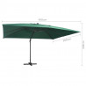 Parasol z LED i aluminiowym słupkiem, 400x300 cm, zielony