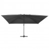 Parasol z LED i aluminiowym słupkiem, 400x300 cm, antracytowy
