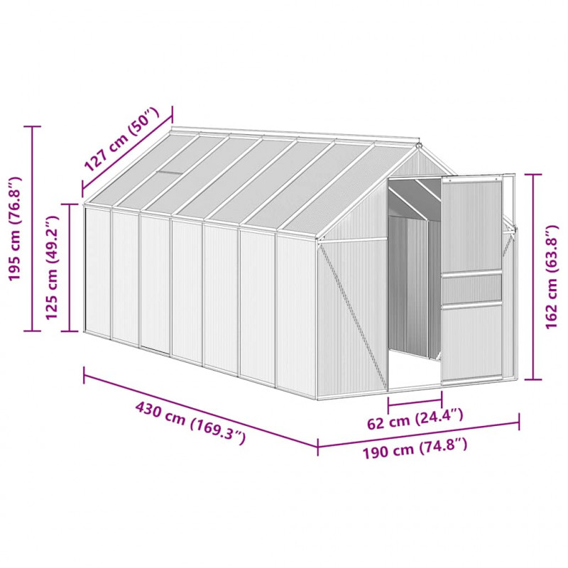 Szklarnia, antracytowa, aluminium, 8,17 m²