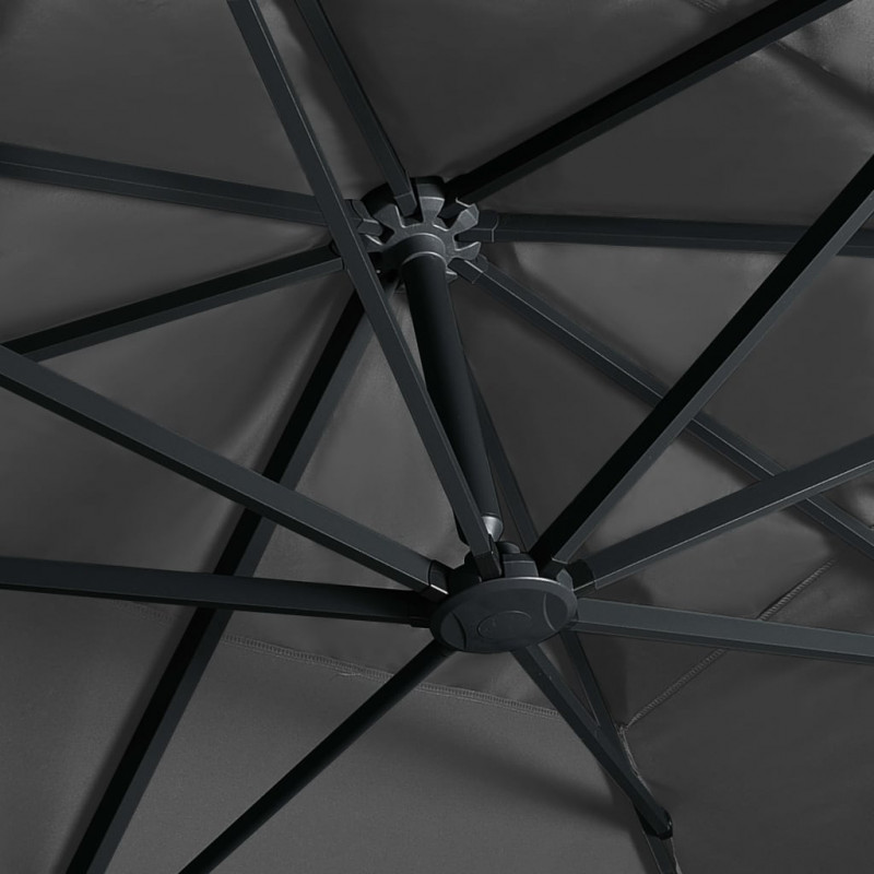 Parasol z LED i aluminiowym słupkiem, 400x300 cm, antracytowy