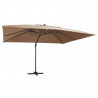Parasol wiszący z LED i aluminiowym słupkiem, 400x300 cm, taupe