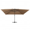 Parasol wiszący z LED i aluminiowym słupkiem, 400x300 cm, taupe