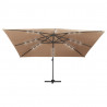 Parasol wiszący z LED i aluminiowym słupkiem, 400x300 cm, taupe