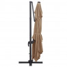 Parasol wiszący z LED i aluminiowym słupkiem, 400x300 cm, taupe