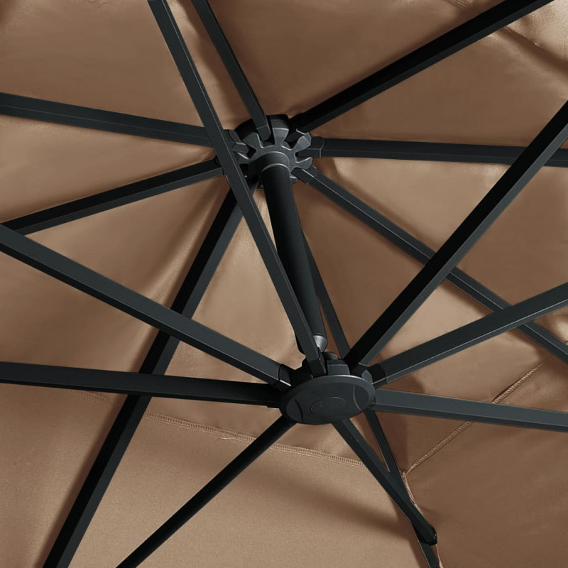 Parasol wiszący z LED i aluminiowym słupkiem, 400x300 cm, taupe