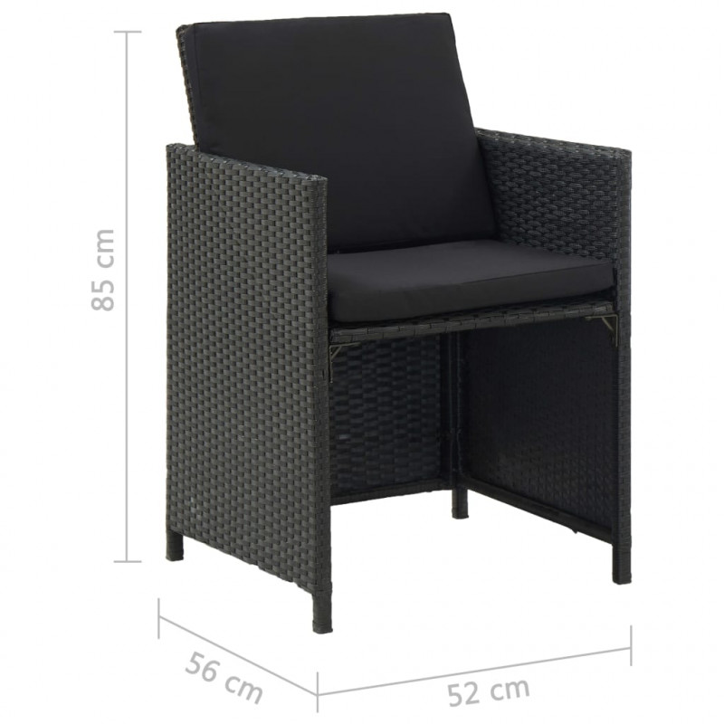 11-cz. zestaw mebli ogrodowych z poduszkami, rattan PE, czarny