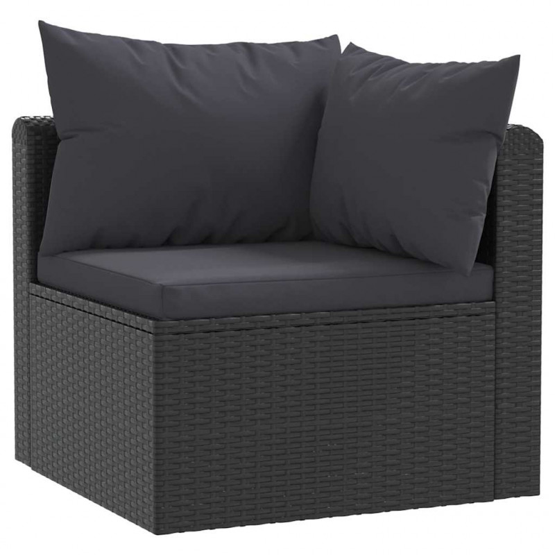 9-cz. zestaw mebli do ogrodu, poduszki, rattan PE, czarny