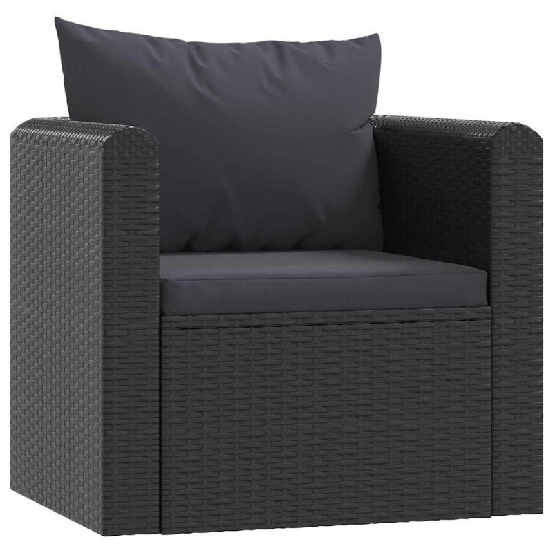 9-cz. zestaw mebli do ogrodu, poduszki, rattan PE, czarny