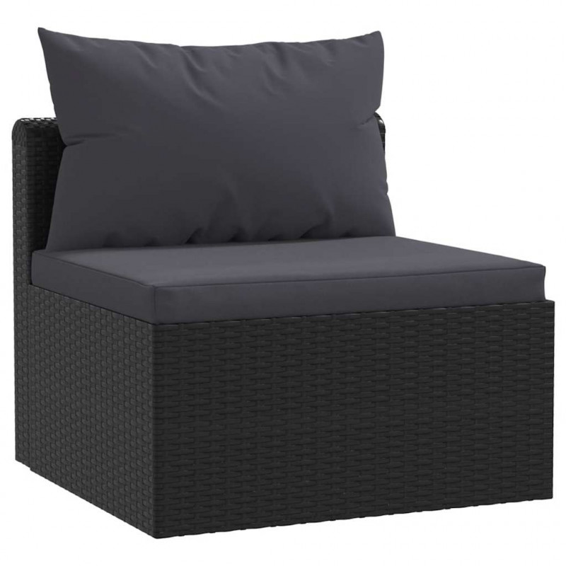 9-cz. zestaw mebli do ogrodu, poduszki, rattan PE, czarny
