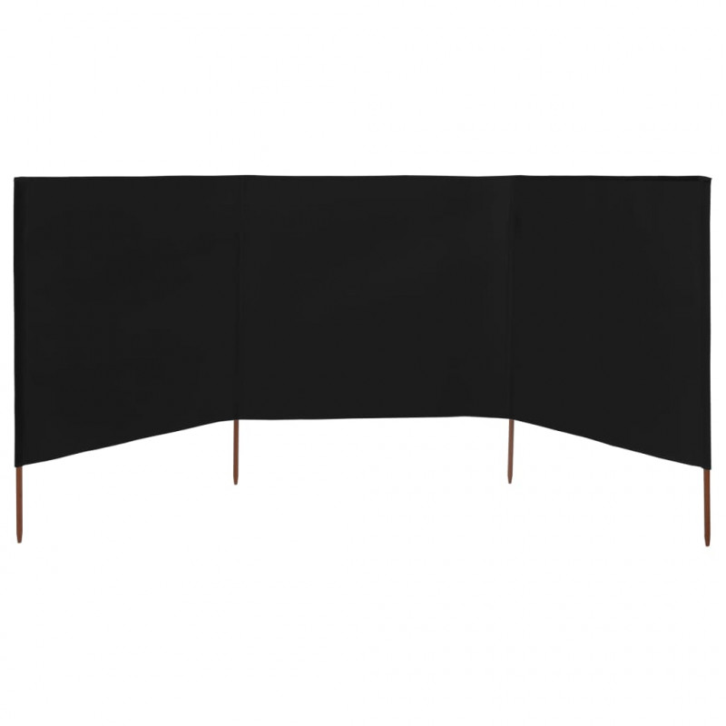 Parawan 3-skrzydłowy z tkaniny, 400 x 120 cm, czarny