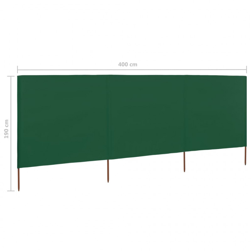 Parawan 3-skrzydłowy z tkaniny, 400x160 cm, zielony