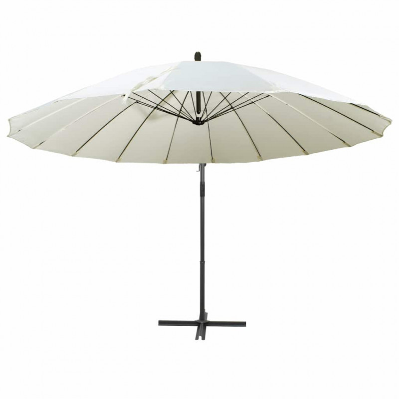 Parasol ogrodowy, wiszący, biały, 3 m, słupek aluminiowy