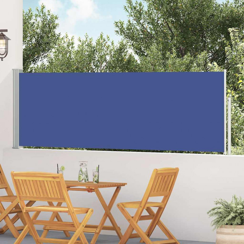 Wysuwana markiza boczna na taras, 100 x 500 cm, niebieska