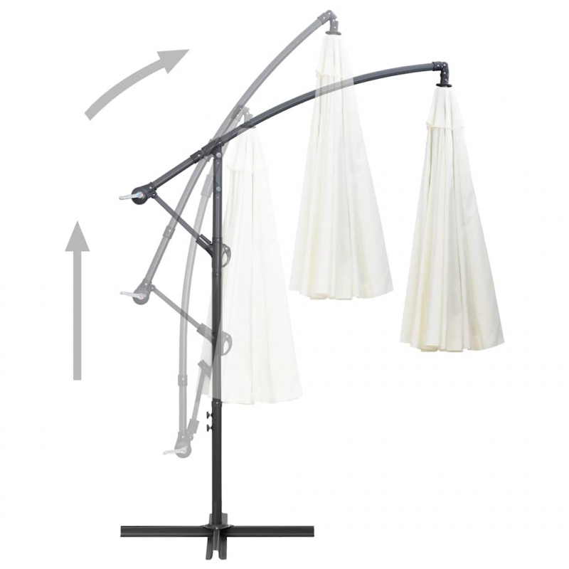 Parasol ogrodowy, wiszący, biały, 3 m, słupek aluminiowy