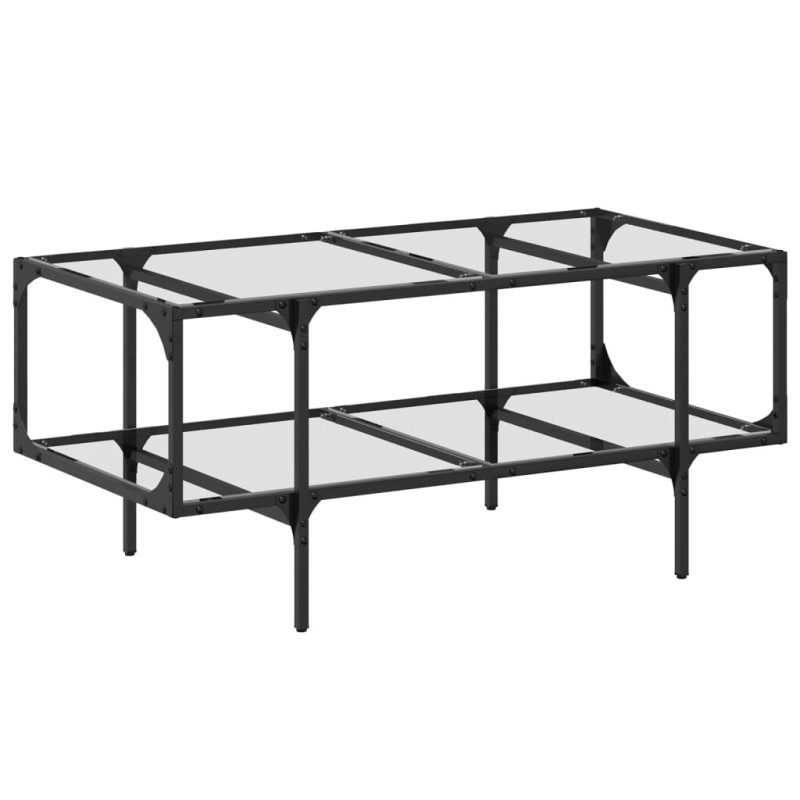 Stolik kawowy ze szklanym blatem, 98,5x50x45 cm, stal
