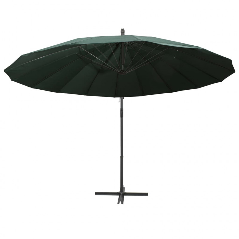 Parasol ogrodowy, wiszący, zielony, 3 m, słupek aluminiowy