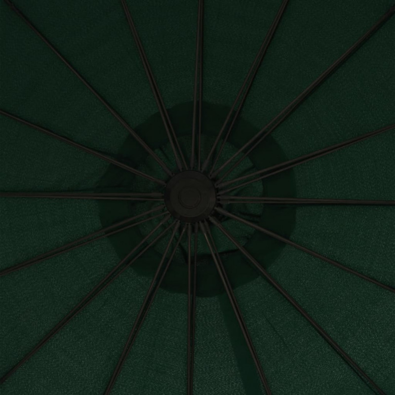 Parasol ogrodowy, wiszący, zielony, 3 m, słupek aluminiowy