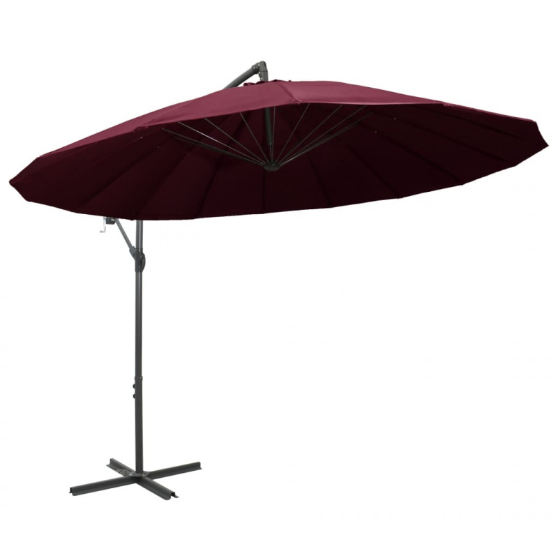 Wiszący parasol ogrodowy, burgund, 3 m, słupek aluminiowy