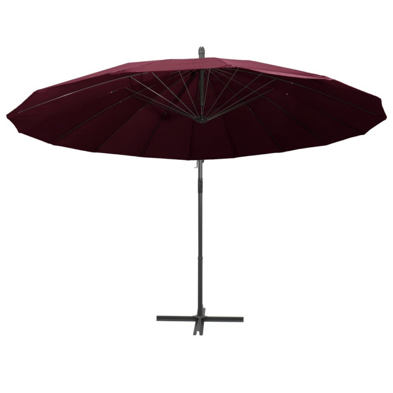 Wiszący parasol ogrodowy, burgund, 3 m, słupek aluminiowy
