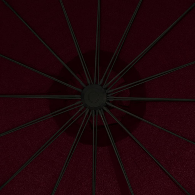 Wiszący parasol ogrodowy, burgund, 3 m, słupek aluminiowy